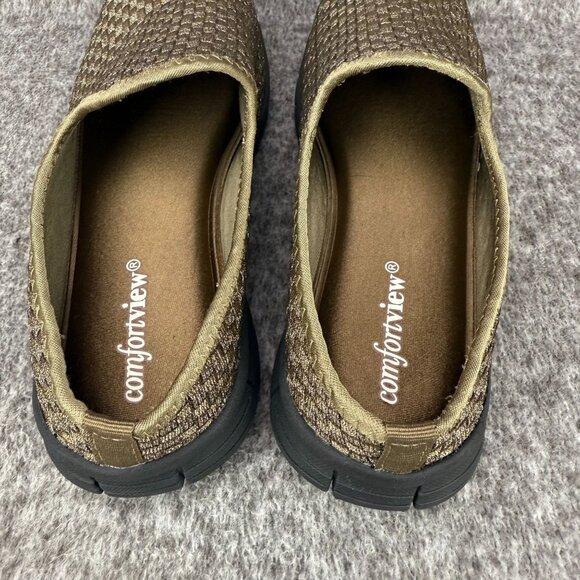 ✅Womens 9M Comfortview Kacey Slip On Shoes Brown Woven Comfort Lightweight Flats - Picture 4 of 12